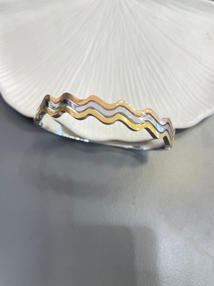 Gümüş-Gold Dalgalı Model Kelepçe